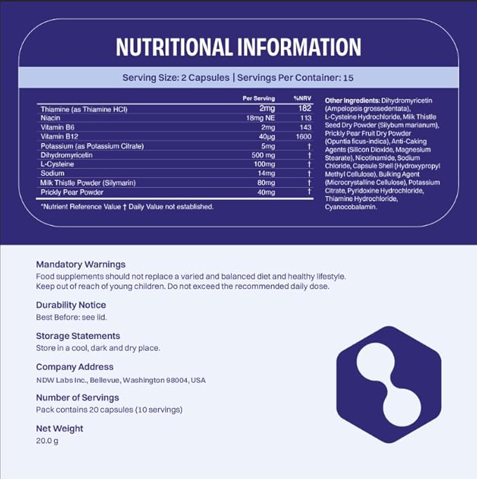 DHM Detox® - No Days Wasted® - New Look - Dihydromyricetin Supplement Milk Thistle Prickly Pear B Vitamins Hydration Electrolytes Blend-Take During Evening for Better Next Day and Recovery