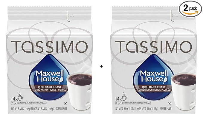 Tassimo Maxwell House Dark Roast Coffee Single Serve T-Discs 14 T-Discs (2 Pack) {Imported from Canada}