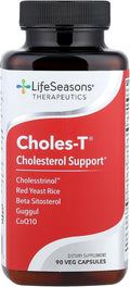 LifeSeasons Choles-T - Cholesterol Support Supplement - Supports Healthy Cholesterol Levels &amp Enhances Liver Function - Red Yeast Rice CoQ10 Guggul &amp Phytosterols - 90 Capsules / 30-Day Supp