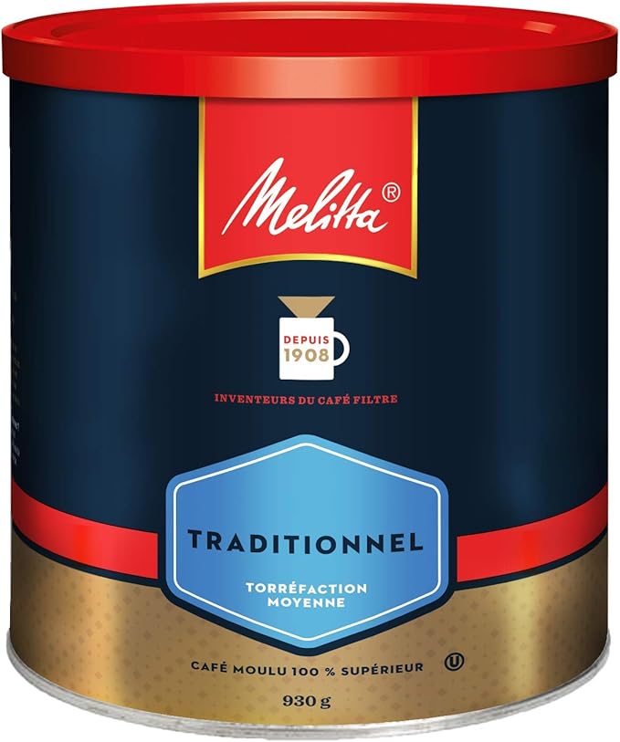 MELITTA Traditional Medium Roast Coffee Ground Coffee 100% Arabica Coffee Beans Premium Coffee Kosher Certified 930 g