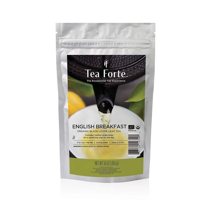 Tea Forte Premium Loose Leaf Tea Blend Resealable 1 Pound Bag Makes 160-175 Cups English Breakfast Tea