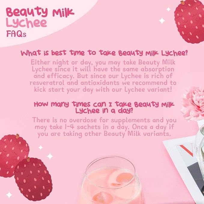 Dear Face Beauty Milk Japanese Collagen Lychee Drink Twin Pack - 50000mg Hydrolyzed Collagen