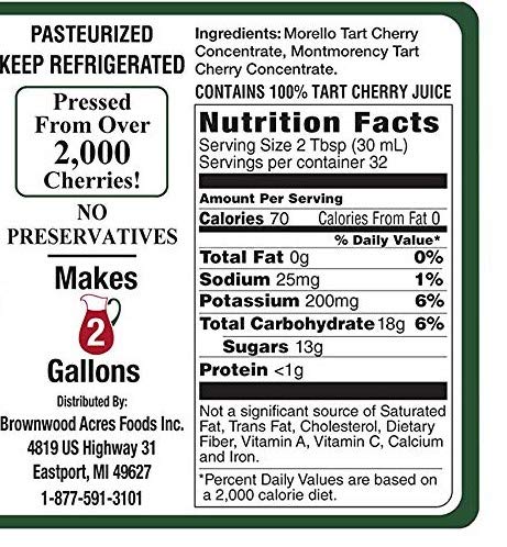 Tart Cherry Juice Concentrate by FruitFast – (32 FL Oz Pack of 6) | Unsweetened 68 Brix 100% Dark Fruit Extract – No Additives or Fillers!