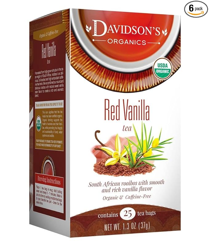 Davidson's Organics Red Vanilla 25-count Tea Bags Pack of 6