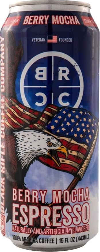 Black Coffee RTD - Triple Shot 300mg Caffeine Ready-to-Drink Energy Pre-Workout - Compatible with Black Rifle Coffee Company's Quality - Berry Mocha 15oz Cans (Pack of 12)