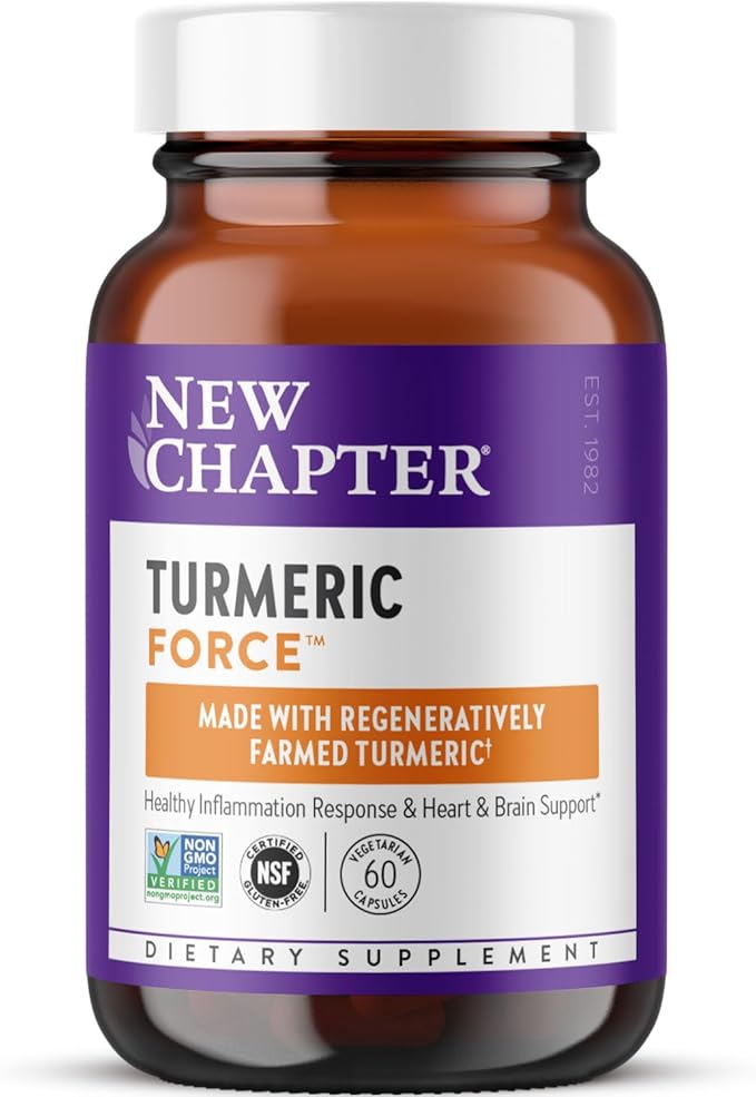 New Chapter Turmeric Supplement One Daily Heart Brain &amp Healthy Inflammation Support Supercritical Turmeric Curcumin Means No Black Pepper Needed Non-GMO Gluten Free – 60 Count (2 Month Supp