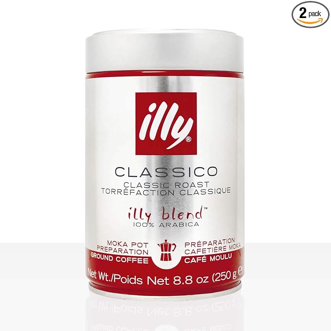 Illy Ground Moka Medium Roast 8.8-Ounce Cans (Pack of 2)