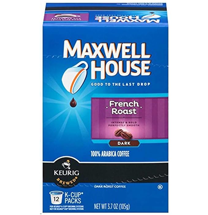 Maxwell House French Roast Dark Roast K-Cup® Coffee Pods (72 ct Pack 6 Boxes of 12 Pods)
