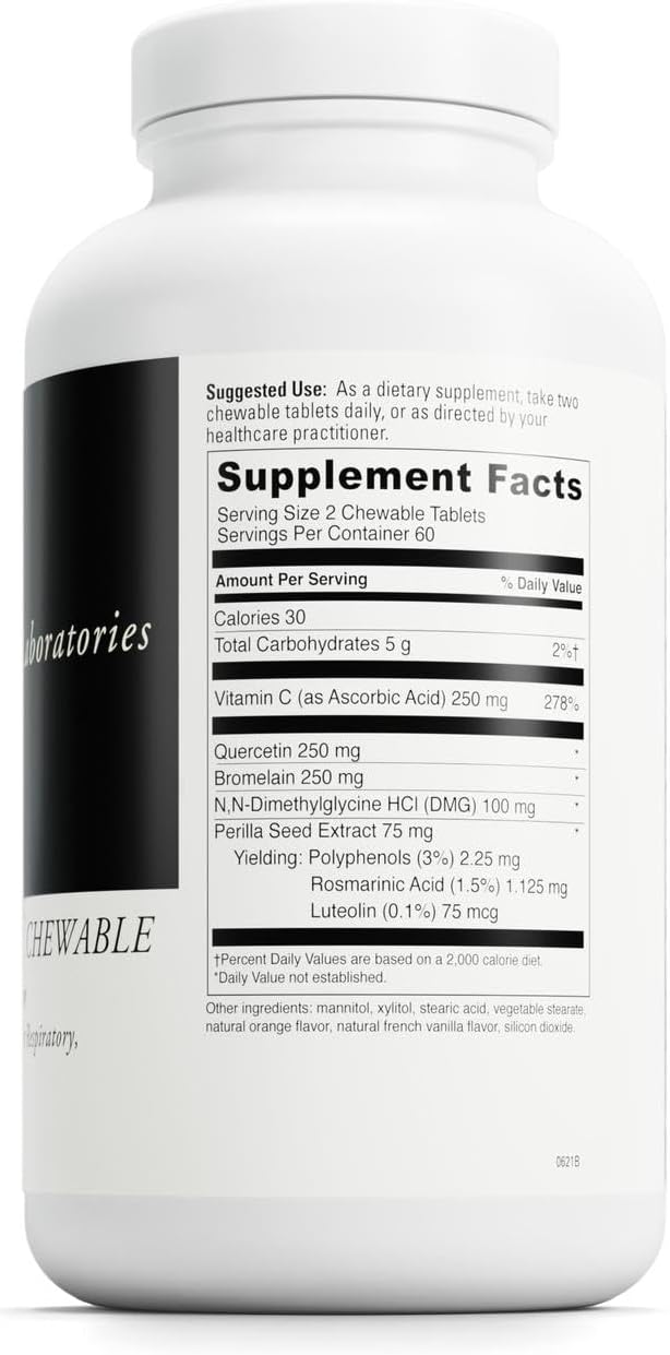 DAVINCI Labs Aller-DMG Chewable - Immune Health Support Histamine Aid &amp Respiratory Support* - Orange Cream Flavor - 120 Chewable Vegetarian Tablets (60 Servings)