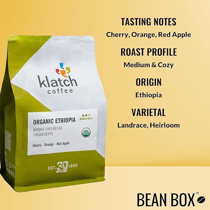 Organic Ethiopia Worka Chelbessa Yirgacheffe - Roasted by Klatch Coffee - Freshly Ground Coffee - 2 Pound Bag