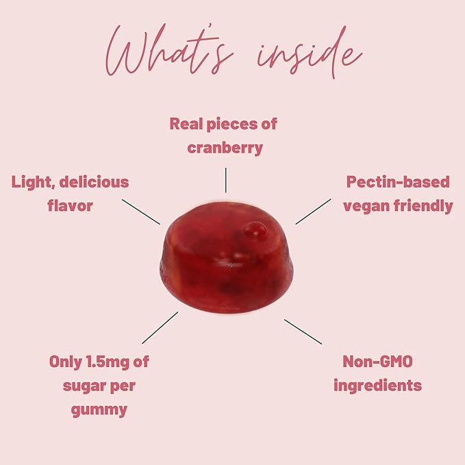 Mother Nutrient Cranberry Gummies Supplement for Women &amp Kids- Urinary Tract Health- Less Tart &amp 90% Less Sweet Gluten-Free Non-GMO Vegan - Pure Cranberry Extract 1000mg - 100 Count.