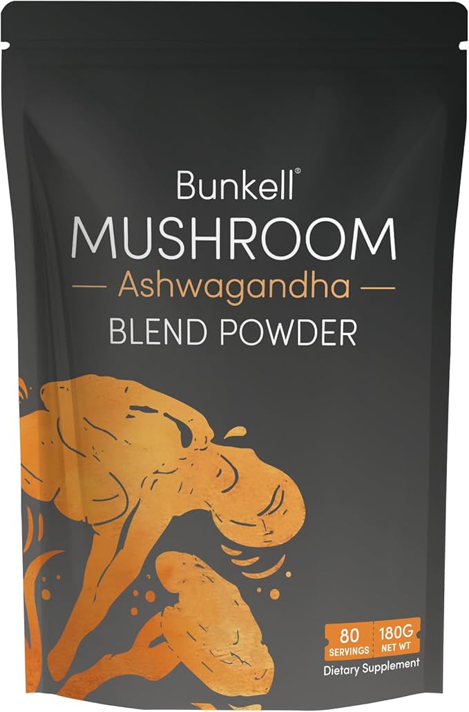 Ashwagandha Mushroom Powder Adaptogenic 10 Mushrooms Complex W/Ashwagandha - Lion's Mane Reishi Chaga &amp Maitake - Adaptogens Powder for Energy Cognitive &amp Immune Support 80 Servings