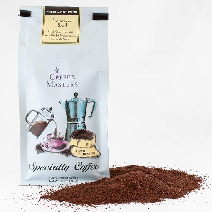 Coffee Masters Gourmet Coffee Louisiana Blend Ground 12-Ounce Bags (Pack of 4)