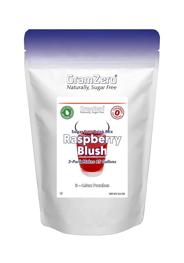 GramZero Raspberry Blush Zero Calorie Sugar Free Drink Mix Great For Nutrition Club Loaded Tea Stevia Sweetened