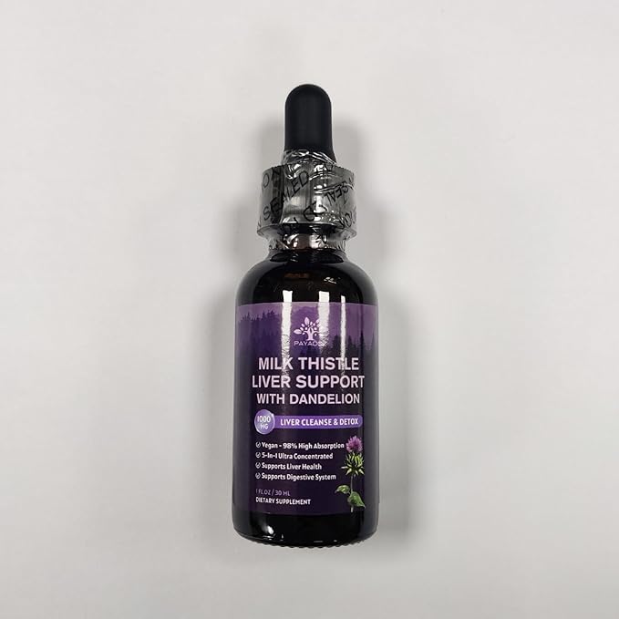 (4 Pack) Milk Thistle Liquid Drops Silymarin 1000mg Liver Supplement Detox &amp Cleanse with Dandelion &amp Artichoke Milk Thistle Organic Extract for Support Repair Liver Health Vegan Non-GMO