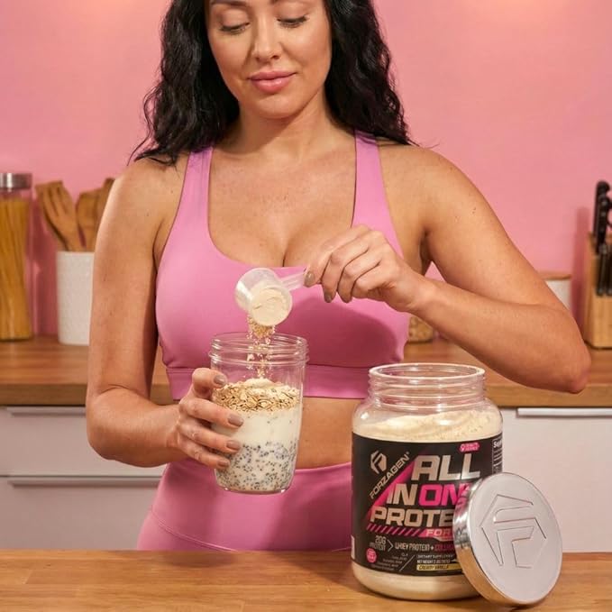 Forzagen All in One Protein for Her | Women’s Protein Powder with Multi Collagen Peptides | Hydrolyzed Collagen Supplement Gut Health Great for Pre &amp Post Workout | Vanilla 30+ Servings