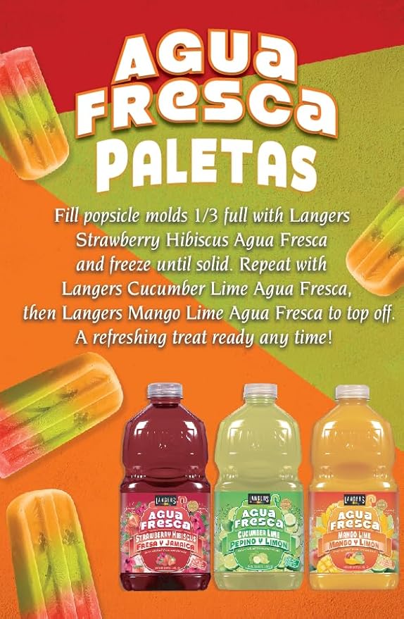 Langers Agua Fresca Mango y Limón (Mango Lime) 64 fl oz (Pack of 8) 64 Fl Oz (Pack of 8)