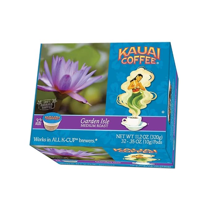 Kauai Garden Isle Hawaiian Single-Serve Pods Medium Roast Coffee 32 CT (Pack of 2)