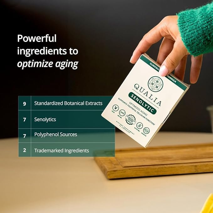 QUALIA LIFE SCIENCES Senolytic Supplement Fisetin Quercetin Piperlongumin &amp More Aging Supplement - Supports Optimal Cell Repair &amp Rejuvenation Naturally Eliminate Zombie Cells 1 Month S