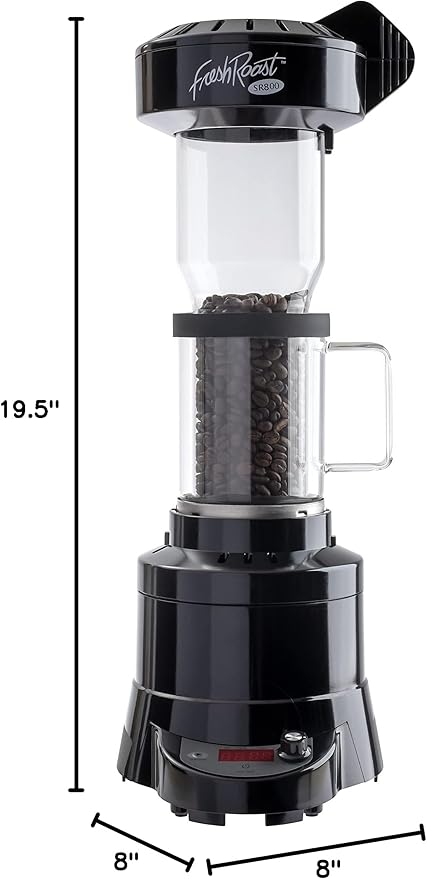 Fresh Roast Coffee Roaster Bundle SR800 Glass Extension Tube Burr Grinder (2 Lbs) Sample Pack of Green Beans (2- pack) Sample trays
