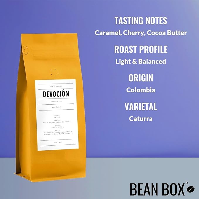 Bean Box Coffee Sampler - Roasted by Devocion 4-Pack Whole Bean Coffee Gourmet Coffee