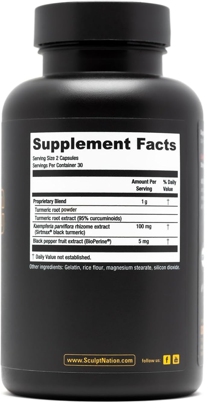Sculpt Nation by V Shred Powerful Turmeric Supplement - Turmeric Curcumin with Black Pepper &amp Patented Ingredients for Joint Health - 30-Day Supply