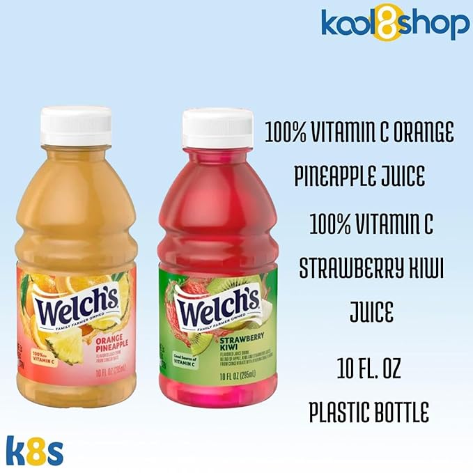 Welch’s Variety Pack Juice Drink 10 fl oz Plastic Bottle 24 Pack + 2 Reusable Snack Bags by KOOL8SHOP Infinite Deals