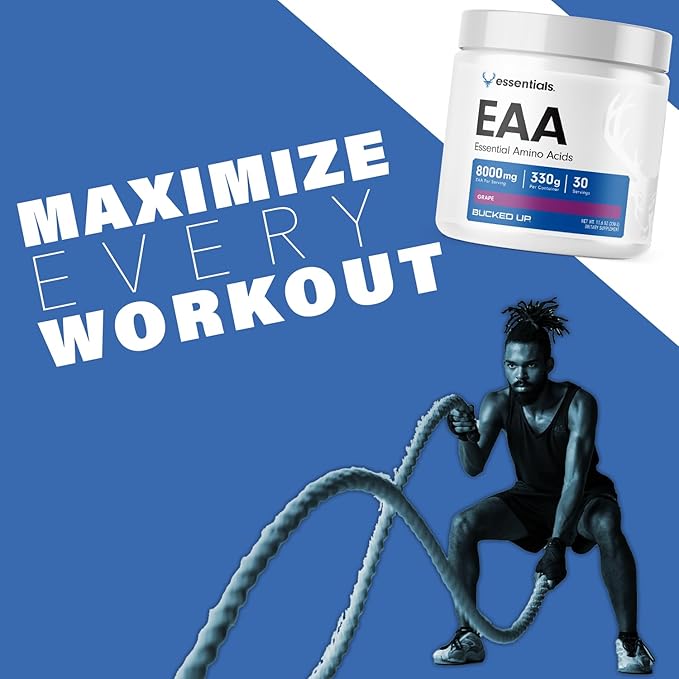 Bucked Up Essential Amino Acids - EAA Powder - Easy Mix Non Clumping Formula - for Pre/Intra Workout - Grape Flavor - 30 Servings - 11.6 oz