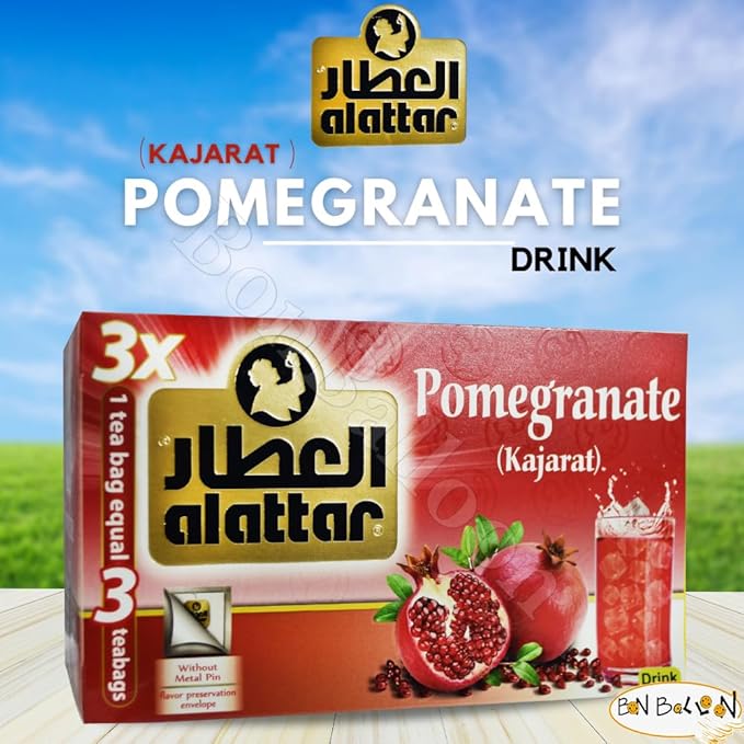 AlAttar Pomegranate Tea Pure Herbal Al Attar ElAttar El Attar Herbals No Additives Herb Non Gmo Herbs Kosher Halal (60 Tea Bags) العطار رمان حلال