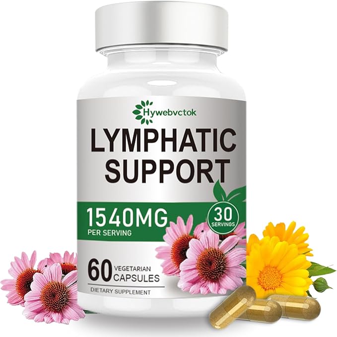 1540mg Lymphatic Drainage Supplements Lymph System Support Supplement for Women Men with Dandelion | Cleavers | Burdock | Echinacea | RutinReduce Swelling Lymphatic Cleanse &amp Detox 60 Capsules