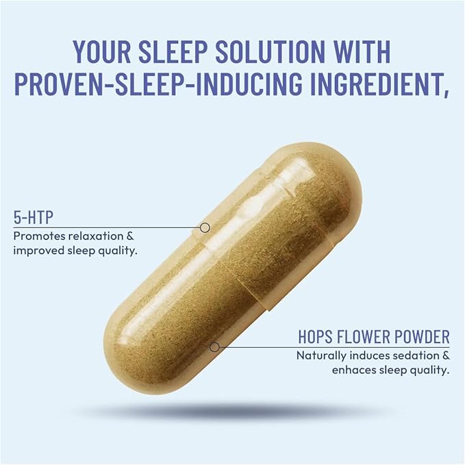Somulin Nighttime Complex Sleep Aid - Powerful All-Natural Maximum Strength Formula - Fall Asleep &amp Stay Asleep - Rest &amp Refresh - Melatonin Valerian Chamomile &amp 5-HTP - 60 Capsules (Pack
