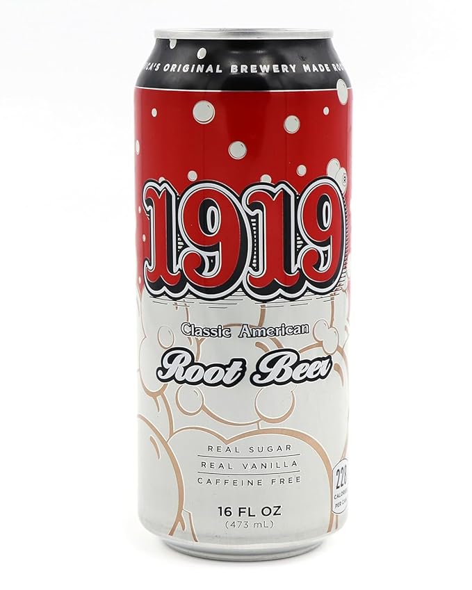1919 Classic American Root Beer (12 Pack) 16oz Cans - Classic American Pop - Real Sugar Real Vanilla Caffeine Free - America’s Original Brewery Made Root Beer