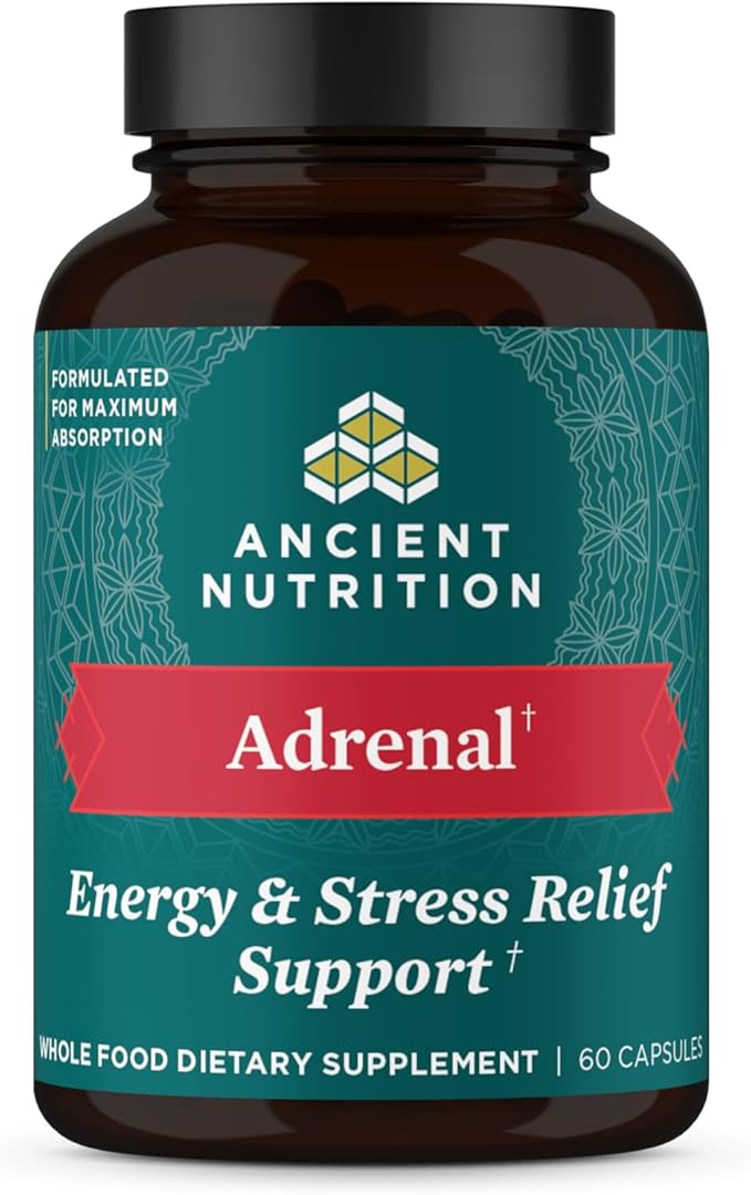 Ancient Nutrition Adrenal Support with Ashwagandha Supplement Helps Reduce Stress &amp Fatigue Paleo and Keto Friendly Gluten Free 1300mg 60 Capsules