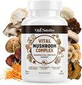 Vital 10-in-1 Mushroom Supplement Complex – High Potency Lion’s Mane Cordyceps Reishi &amp Turkey Tail Capsules – Nootropic Brain Support for Memory Focus &amp Energy – 30 Day Supply