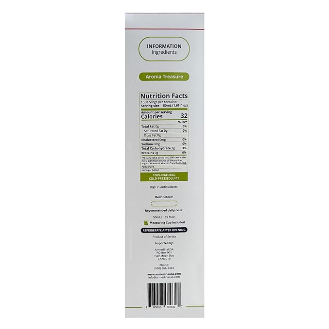 Aronia Treasure x 4 (2 months supply) - Aronia Premium Berry Juice - Just one shot per a day.
