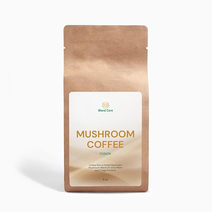 Blend Core Mushroom Coffee Fusion Arabica Ground Coffee with Lion's Mane &amp Chaga 4 oz