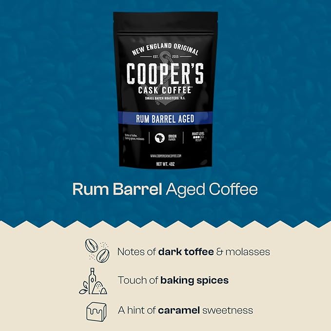 Bourbon Barrel Aged Coffee Ground Set Single Origin Sumatra Whiskey Ethiopian Rye Rwanda Rum Roasted Coffee Beans (Ground 4 Ounce (Pack of 3))