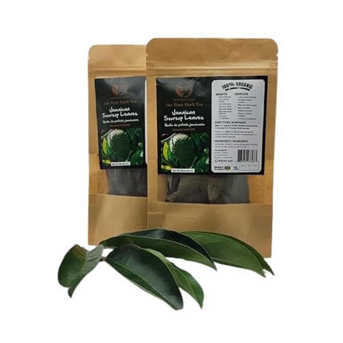 Organic Jamaican Soursop Leaf Tea – 2 Pack (2 x 1oz) – Handpicked Graviola Leaves – Bushtea-Dried Tea Leaves – 100% Natural Dried Soursop from Jamaica – Inspired Gems SoursopLeaves