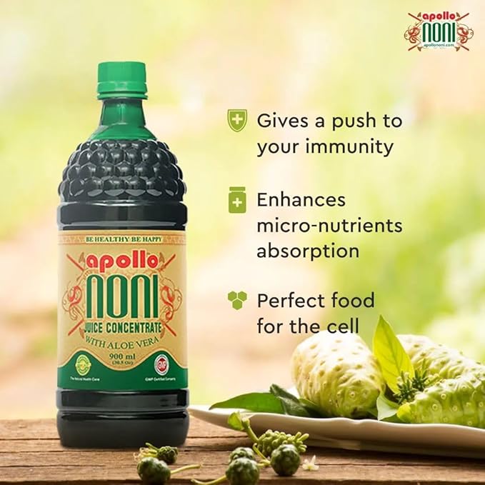 Noni Juice Concentrate with Aloe Vera for Immunity &amp Nutrient Absorption Ayurvedic Health Drink for Cellular Health 33oz (900ml)