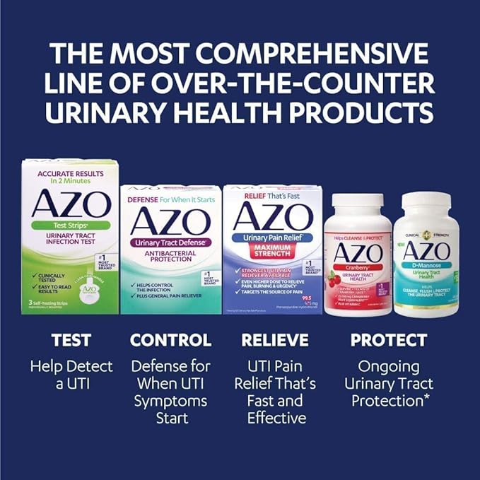 AZO D Mannose Urinary Tract Health Cleanse Flush &amp Protect The Urinary Tract No.1 Pharmacist Recommended Brand Clinical Strength Non-GMO 120 Count (Pack of 2)