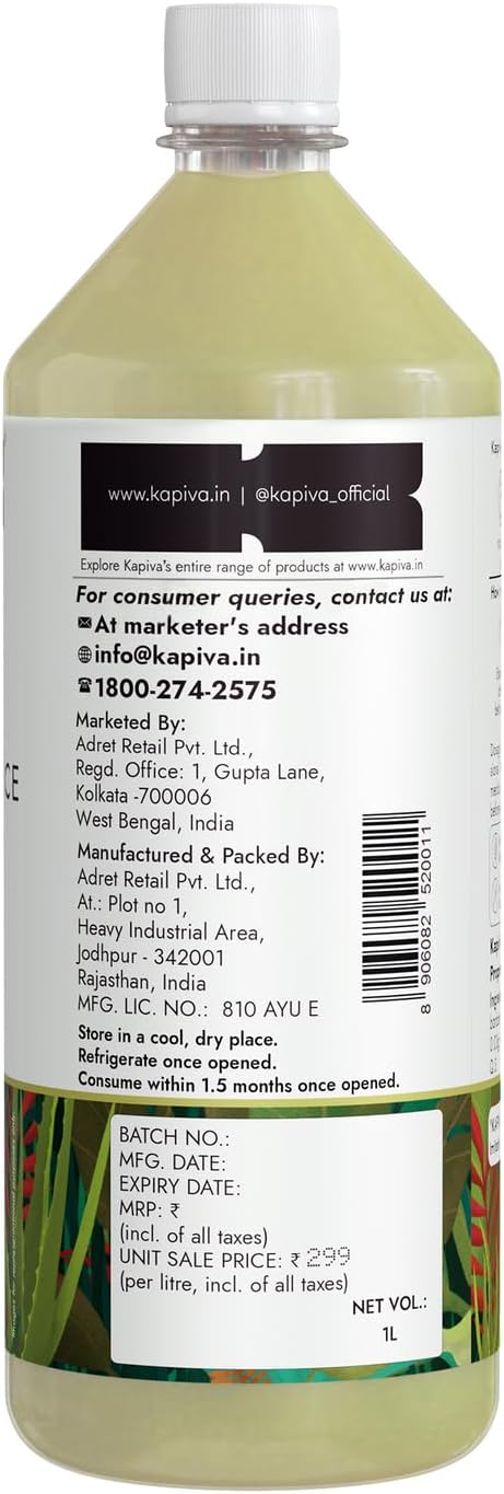 Kapiva Aloe Vera Juice + Wheatgrass Juice (1L+1L)