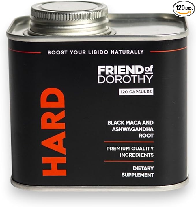 Hard Supplement for Men - Black Maca &amp Ashwagandha Root - Natural Performance Support - Enhances Energy Vitality Hormonal Balance - (120 Capsules/Can)