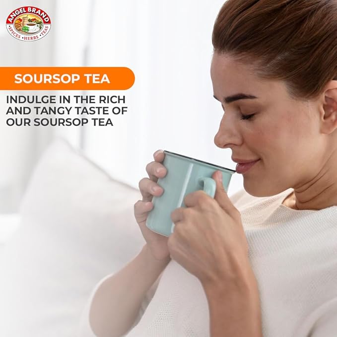 Angel Brand Soursop Tea Bags 25 – Pack 3 – Tea Bags for Health Benefits and Immune Support Famous in Jamaican Culture - Graviola Soursop Leaves gives Taste Vitamins &amp Minerals
