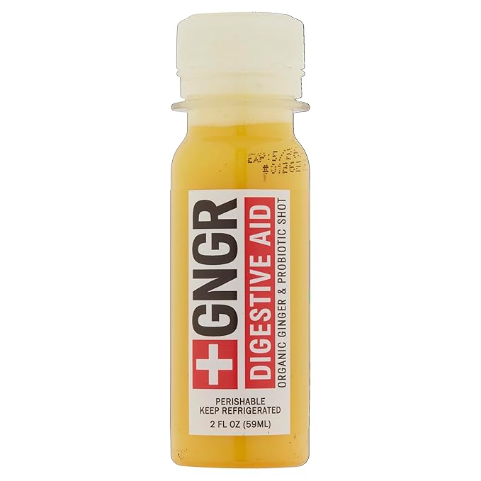 +GNGR Digestive Aid – Organic Ginger Shot with Turmeric &amp Black Pepper. High-Absorption Curcumin with Probiotics for Immune Digestive &amp Gut Health. Cold-Pressed Ginger Shots. 2 fl oz Bottles