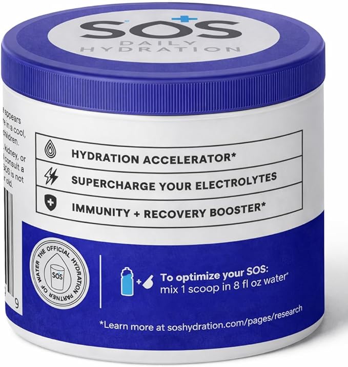 SOS Hydration Electrolyte Powder Drink Mix – Mixed Berry 31 Servings | Low Sugar Electrolytes 15 Cal | Keto Hydration Powder for Rapid Rehydration
