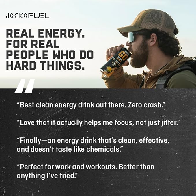 Jocko Fuel Blue Raspberry Energy Drink 12 Pack 0 Sugar 95mg Caffeine Supports Brain Health
