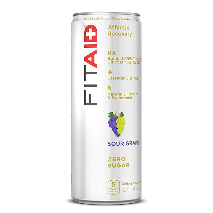 FITAID RX Zero Creatine Monohydrate 5 Calories Keto-Friendly Post-Workout Recovery Drink BCAAs L-Glutamine Turmeric Electrolytes B-Complex 12 Fl Oz (Pack of 24)