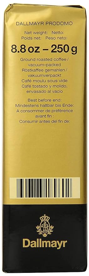 Gourmet Coffee byDallmayr Prodomo Finest Premium Ground Coffee Specially Refined 100% Arabica 8.8 Oz Vacuum Packs - Pack of 12