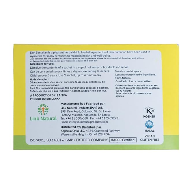 SAMAHAN Ayurvedic Herbal Tea Packets - Sri Lankan Ceylon Blend with 14 Natural Herbs Including Ginger Black Pepper &amp More Herbal Tea Bags for Wellness Relaxation &amp Daily Comfort - 100 Count