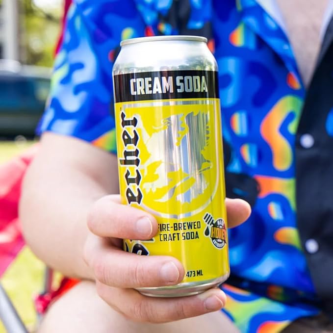 Sprecher Root Beer &amp Cream Soda Craft Soda – Fire-Brewed with Real Honey Caffeine-Free &amp Gluten-Free Gourmet Sodas – 16 fl oz Cans (24 Total)